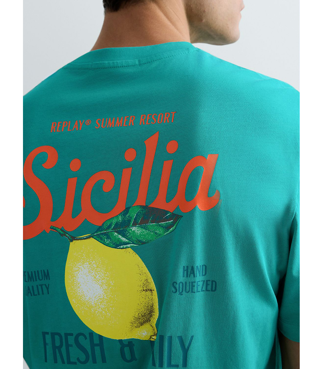 ヘビーコットンジャージーSICILYプリントTシャツ 詳細画像 エメラルド 7